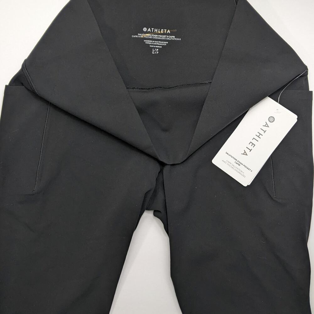 Athleta LP black Salutation Stash Pocket II Capri legging tight pant gym fitness - Picture 7 of 7